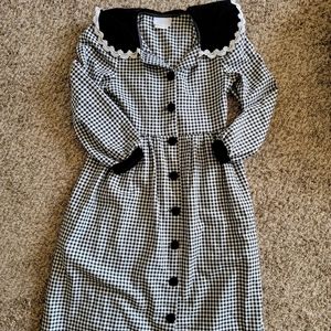 Vintage Oversized Collar Gingham Check Dress
